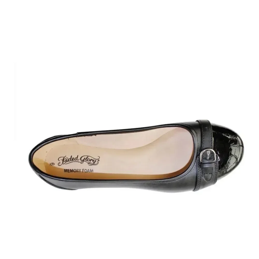 Faded Glory Women's Buckle Toe Flat SHOE